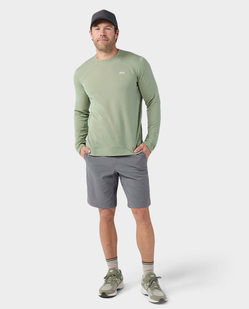 Stio Men's Trax Power Grid Crew Top Sage Flats Large 4