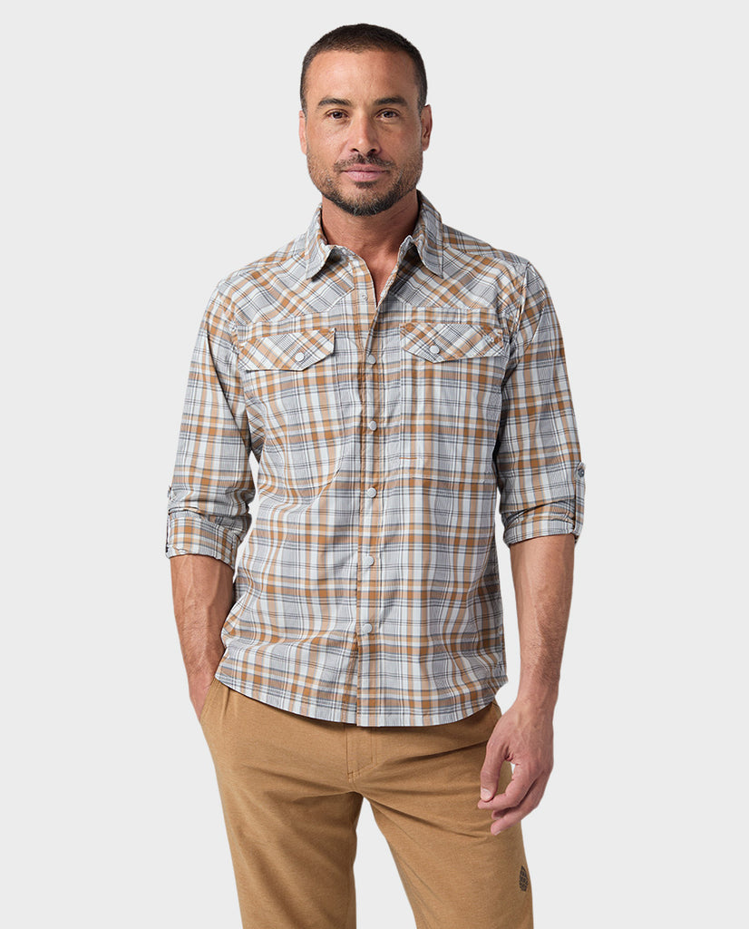 Stio Herren Eddy Drift Hemd Langarm, Größe Small in Pebble Plaid 4