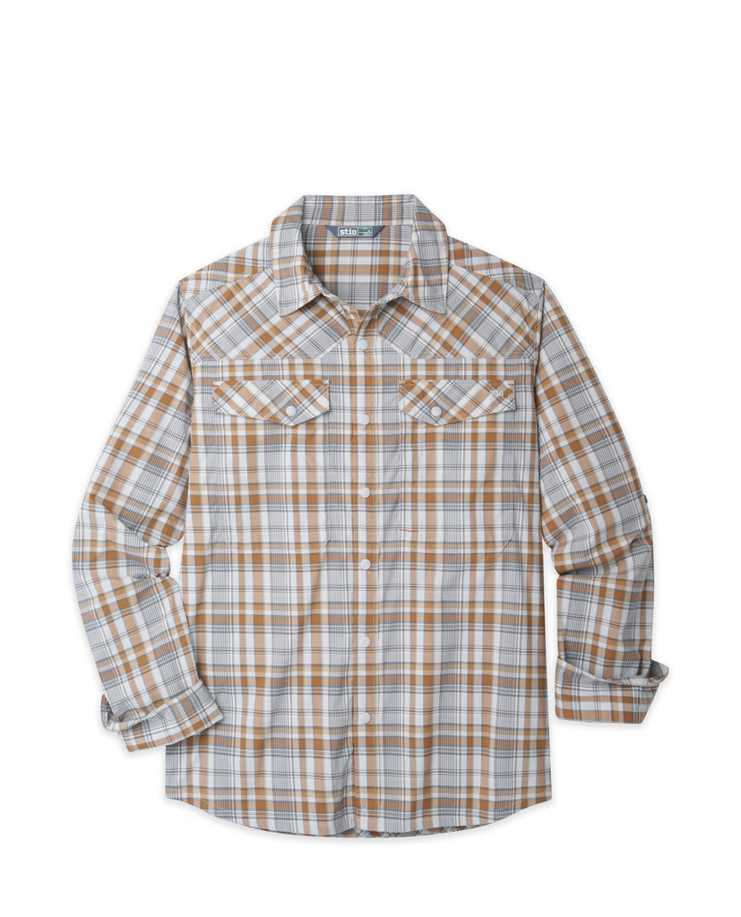 Stio Herren Eddy Drift Hemd Langarm, Größe Small in Pebble Plaid 2