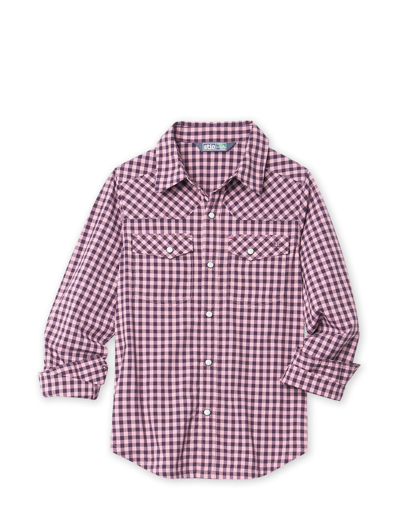 Stio Eddy Shirt Long Sleeve Rustic Rose Gingham Medium 4