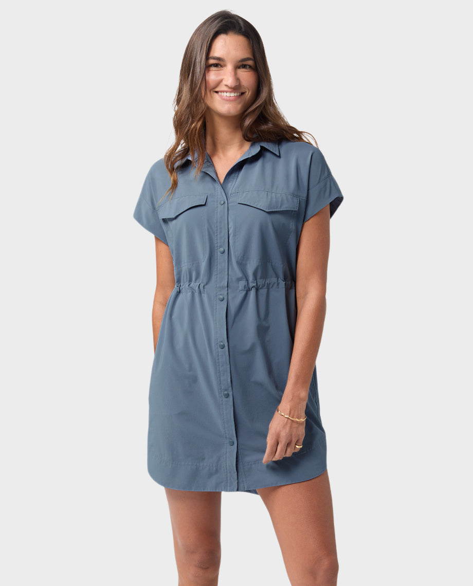 womens tshirt dress Stio Women's Mountain Flow Shirt Dress, Size Large in Raven Dot a flattering BFCM2025 Color:Other Colors Plus size Runwind Plus Size Wrap